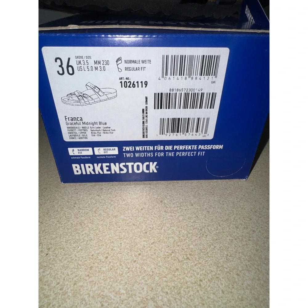 Birkenstock Franca Graceful Midnight Blue Sandals Womens 36 New in Box - Picture 2 of 6
